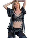 Elegant Black Lace Bralette & Satin Lounge Set