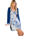 Floral Satin Dress & Royal Blue Robe Set