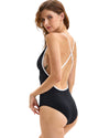 Black Contrast Trim Swimsuit