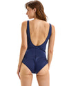 Navy Wrap Button Swimsuit