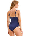 Navy Embroidered Waist Swimsuit