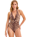 Leopard Twist Halter Swimsuit