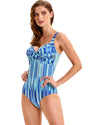 Blue Striped One-Piece Swimsuit