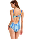 Blue Striped One-Piece Swimsuit