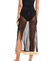 Fringe Sheer Cover-Up Skirt