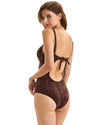 Brown Shimmer Textured One-Piece Swimsuit