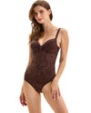 Brown Shimmer Textured One-Piece Swimsuit