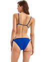Women's Solid Blue Triangle Bikini Set with Chain-Link Accents