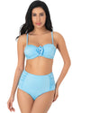 Rose Bloom High-Waisted Bandeau Bikini Set