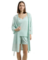 Women’s Mint Green Cami Shorts Nightwear Set with Printed Robe