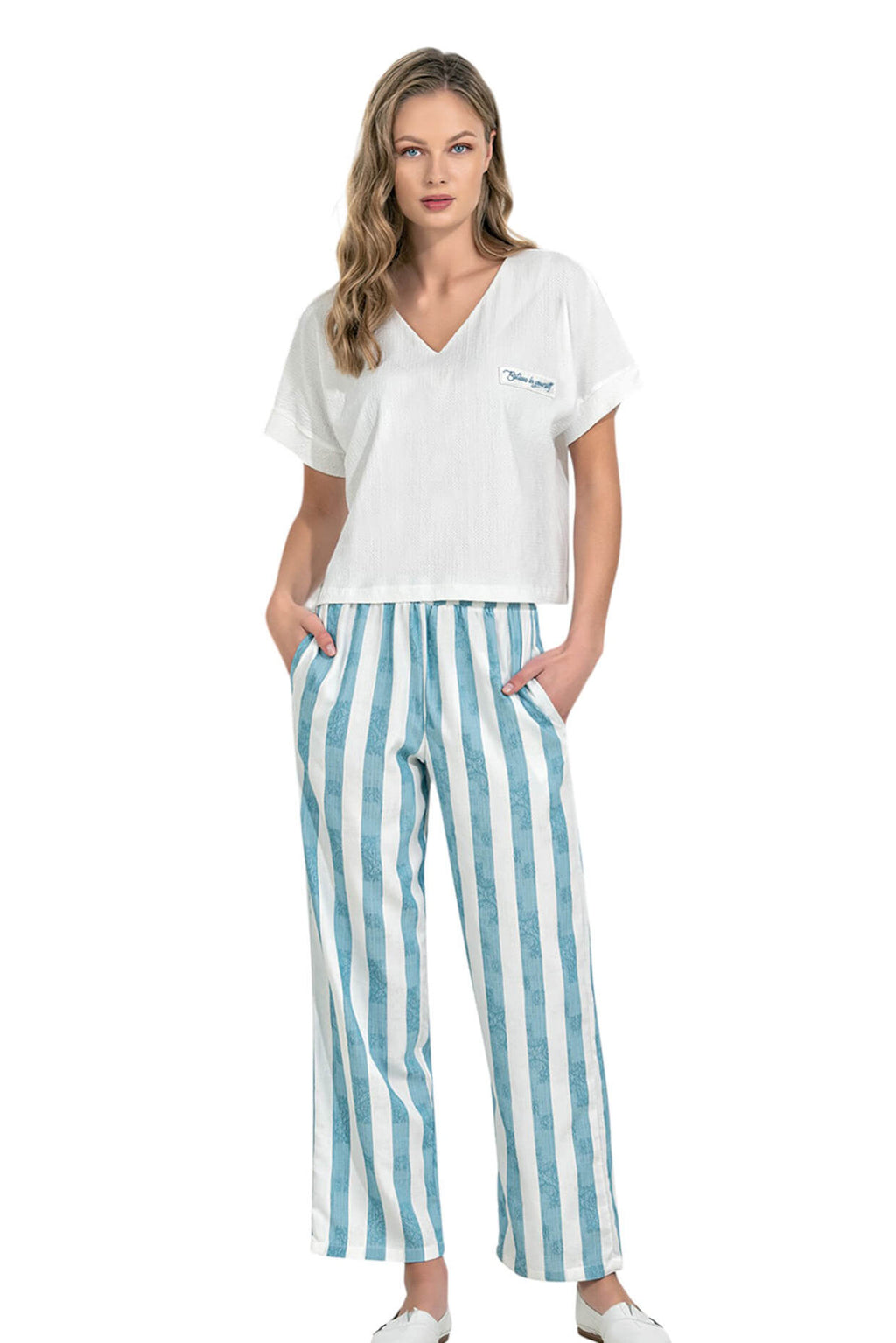 Striped Pants Pajama Set