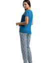 Women’s Blue Slogan T-Shirt & Abstract Print Pajama Set