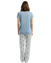 Women’s Blue Lace Trim Top & Printed Pajama Set