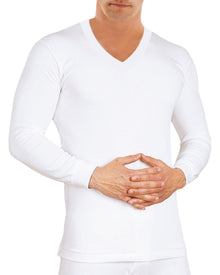  Cotton Long Sleeve Shirt V-Neck