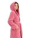 the Hooded Plush Robe, featuring a soft textured finish, cozy hood, adjustable waist belt