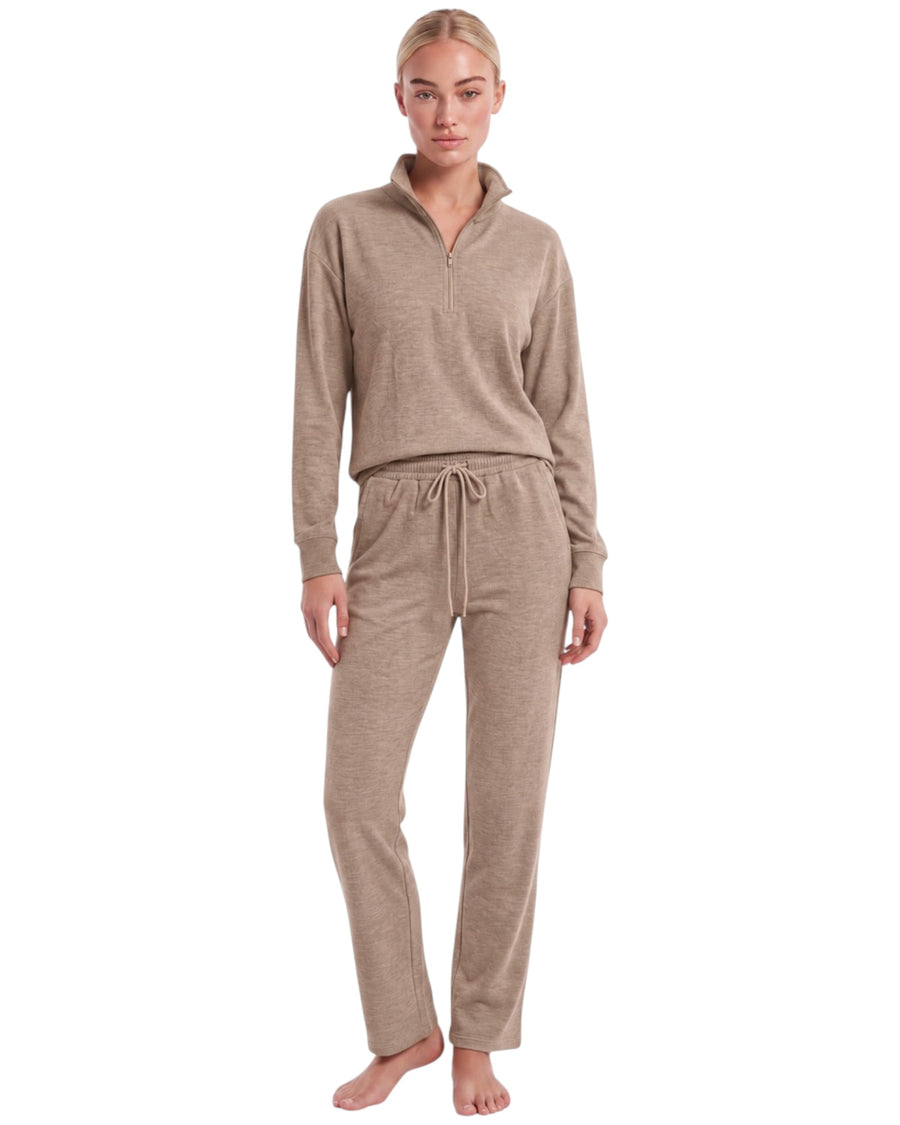 Shop Half-Zip Long Pajama featuring a relaxed half-zip top, long sleeves, and drawstring pants