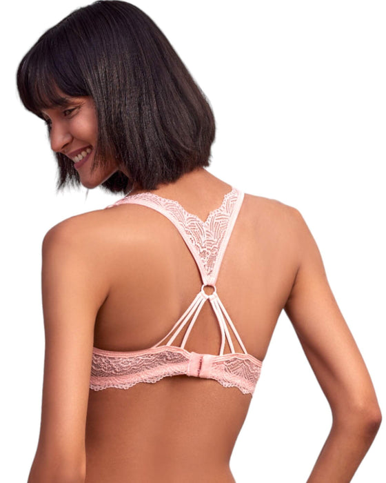 model wearing push up bra with embroidery design