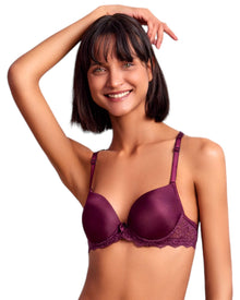  model wearing push up bra with embroidery design