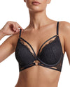 Black lace bra on a model