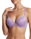 Close-up Lavender patterned bra 