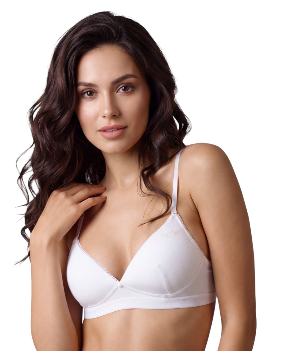 Non wired cotton bra with soft pads for your full comfort with removable straps