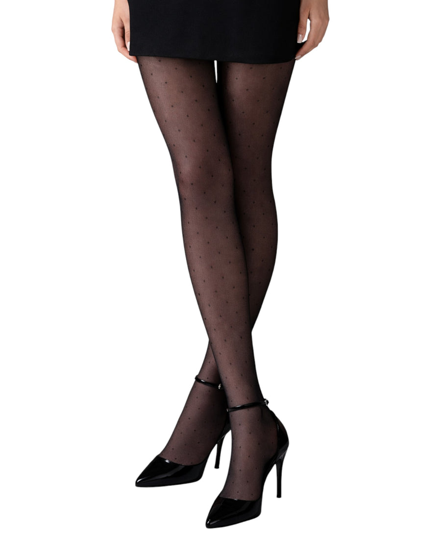 Polka Dot Sheer Tights in Black - 20Den