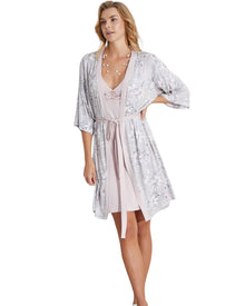  Pajamas Robe with Plain V-Neck Dress Set