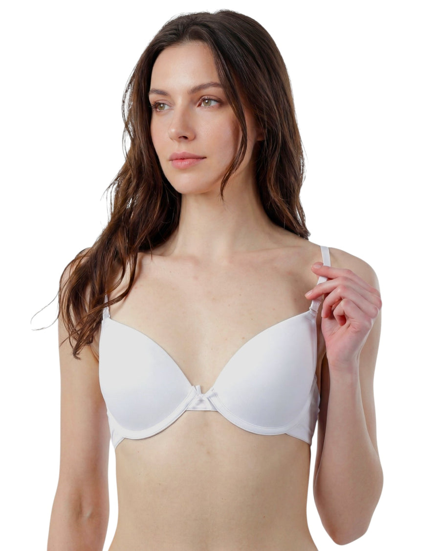 Woman wearing a white bra
