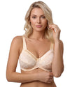Underwired bra designed with elegant embroidery and wide straps