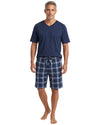 men's navy t-shirt with checked shorts set