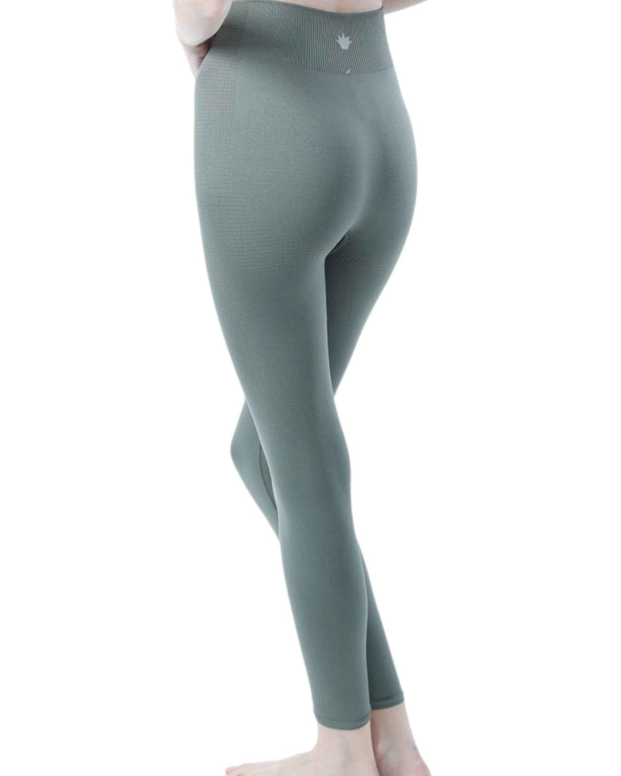 InMotion Sculpt High-Waist Leggings in sage green shown from side angle, designed for flexibility and support during workouts or daily wear.