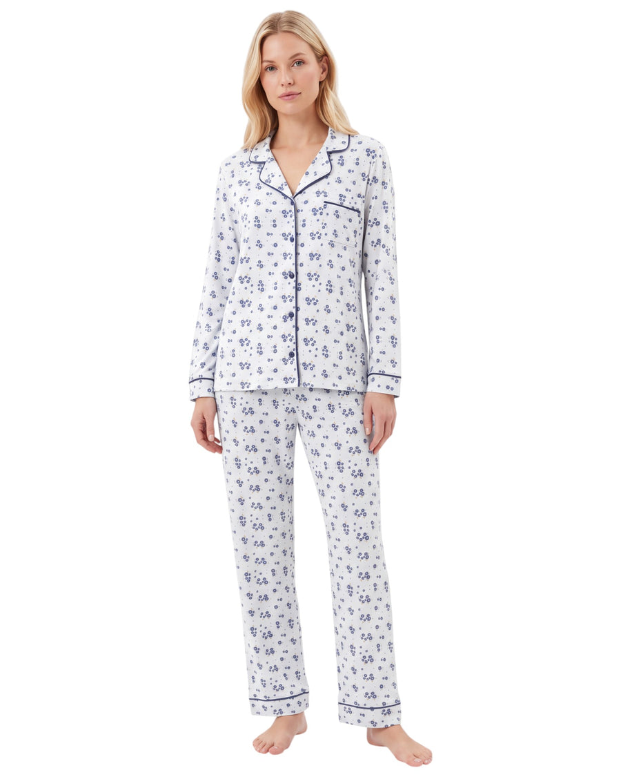  Floral Print Long Set, made from a cotton blend with a button-down top and matching pants 