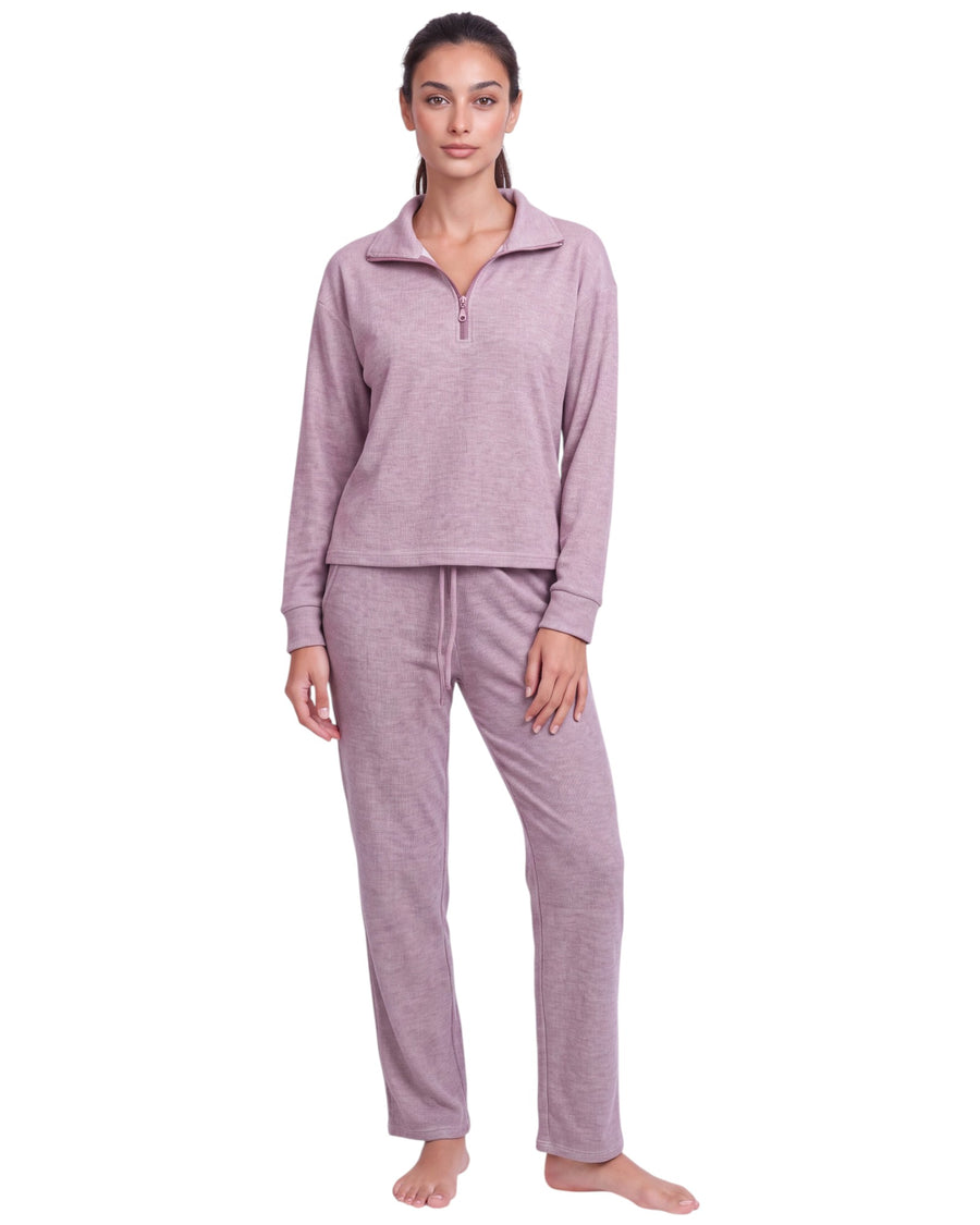 Shop Half-Zip Long Pajama featuring a relaxed half-zip top, long sleeves, and drawstring pants