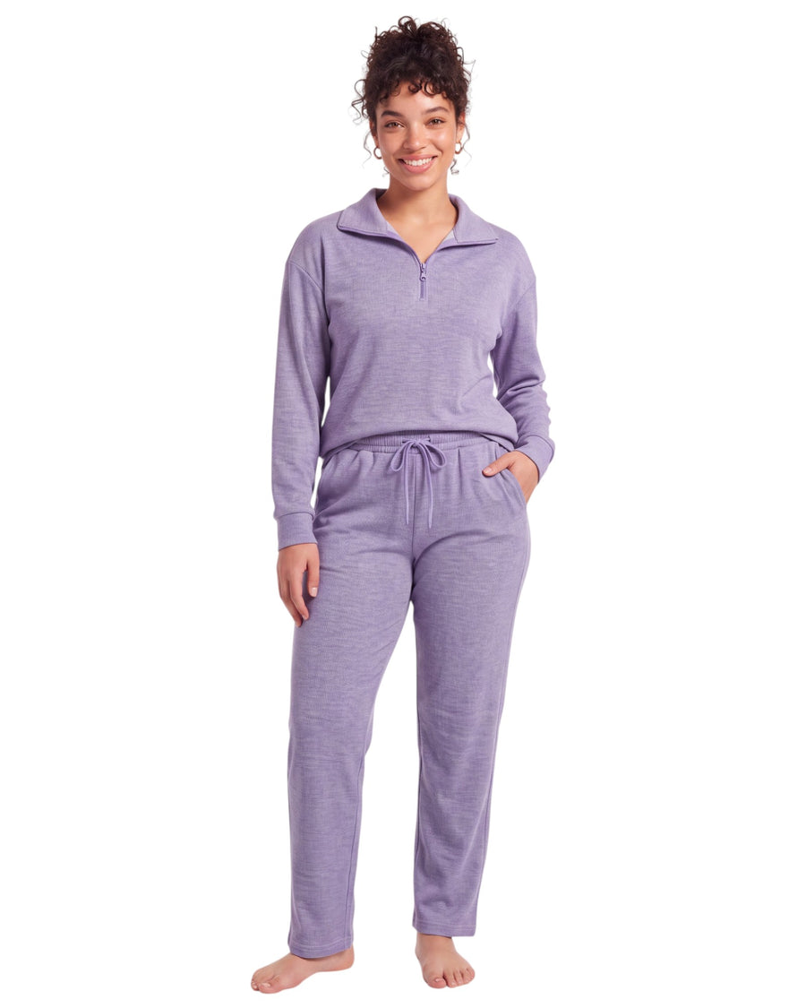 Shop Half-Zip Long Pajama featuring a relaxed half-zip top, long sleeves, and drawstring pants