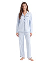  Striped Set, featuring a button-down top with contrast piping, chest pocket & matching pants