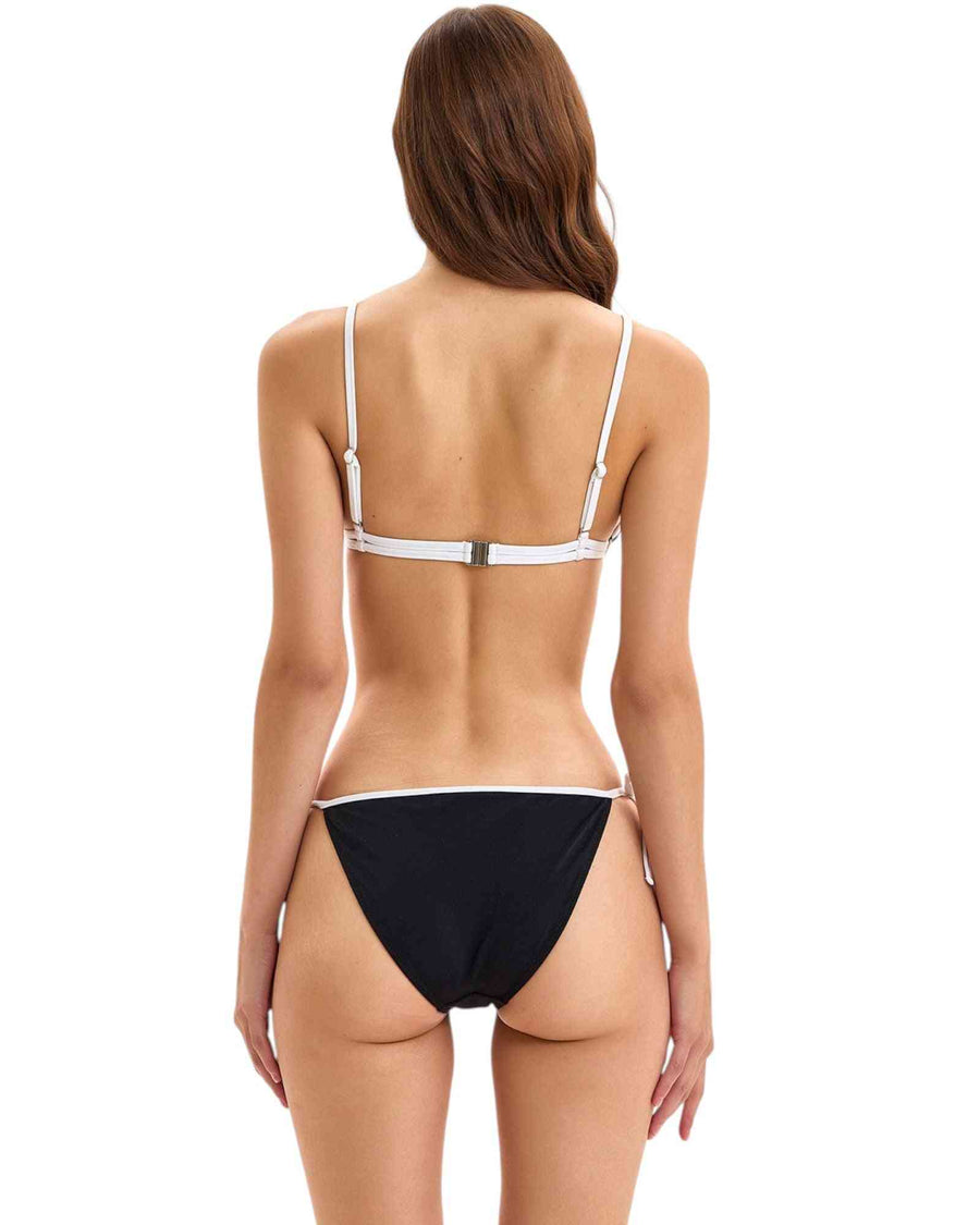Back view of Ellina 2025 Black Contrast Trim Bikini with adjustable straps and secure clasp, perfect for stylish swimwear comfort and support.