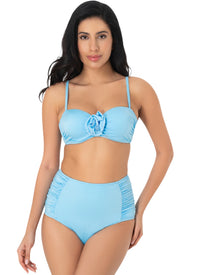  Rose Bloom High-Waisted Bandeau Bikini Set