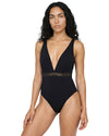 Black Deep V One Piece Swimsuit