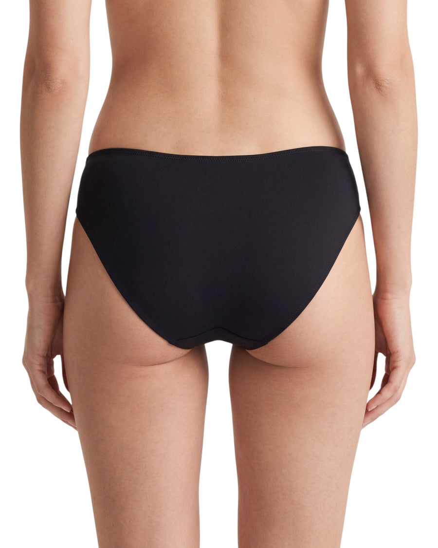 Women's black seamless mid-rise bikini brief with laser-cut edges, soft stretch fabric, and a smooth invisible finish for everyday wear