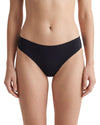 Women's black seamless mid-rise bikini brief with laser-cut edges, soft stretch fabric, and a smooth invisible finish for everyday wear