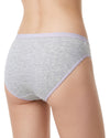 Grey ribbed cotton brief with soft lavender trim and comfortable everyday fit.