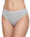 Grey ribbed cotton brief with soft lavender trim and comfortable everyday fit.