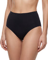Black seamless high-waist brief with smooth stretch fabric and full coverage fit.
