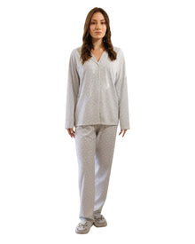  Leaf Grey Cotton Pajama Set