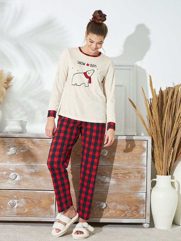 Plaid Shorts Pajama Set with Matching Short Sleeve Printed Top