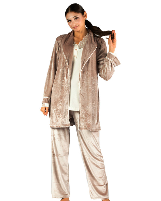 Embroidered Velour Sleepwear Set