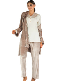  Embroidered Velour Sleepwear Set