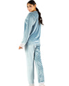 Velour Sleepwear Set with Embroidery Detail and Matching Pants