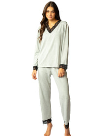  V-neck long sleepwear set 