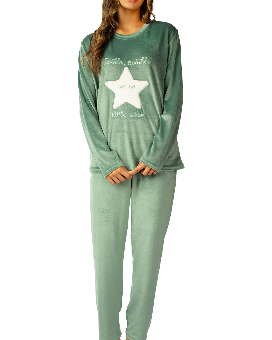  Star printed sleepwear top with plain pants